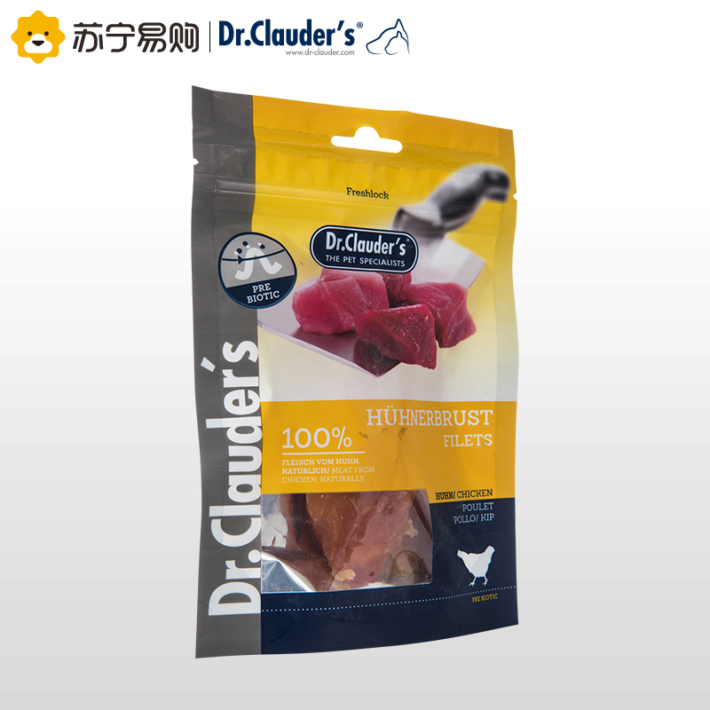 [苏宁超市]德国克劳德医生(Dr.Clauder’s)狗零食软鸡肉整条80g 益生元健怡犬肉干奖励零食