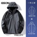 冲锋衣男女情侣三合一可拆卸登山服春秋冬季加绒外套_290 5XL 男款/灰色【含内胆】