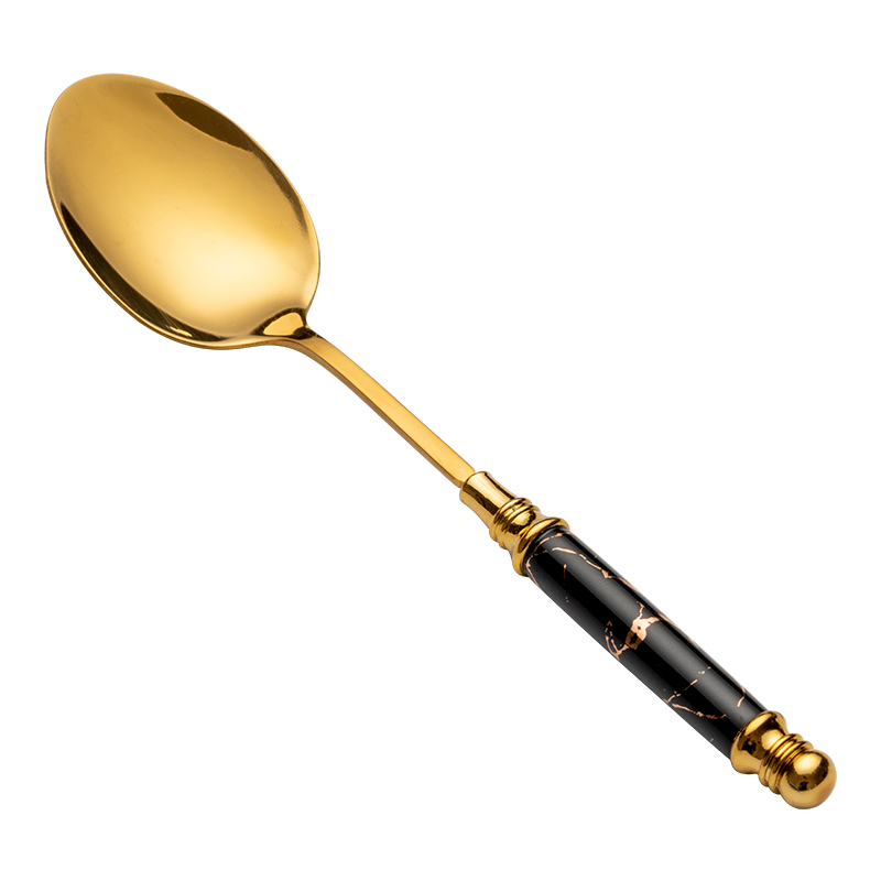 senseyo金色勺子欧式高颜值不锈钢汤匙创意个性饭勺陶瓷长柄精致复古