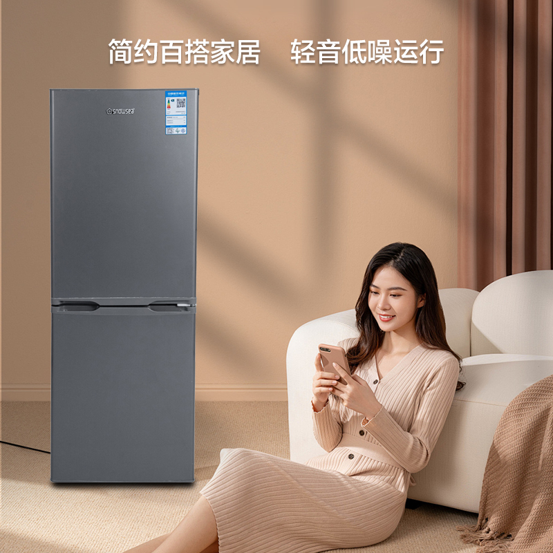 香雪海 小冰箱 家用小型双门冰箱 一级能效电冰箱 迷你小型节能冷藏冷冻 租房 宿舍冰箱 168天际灰