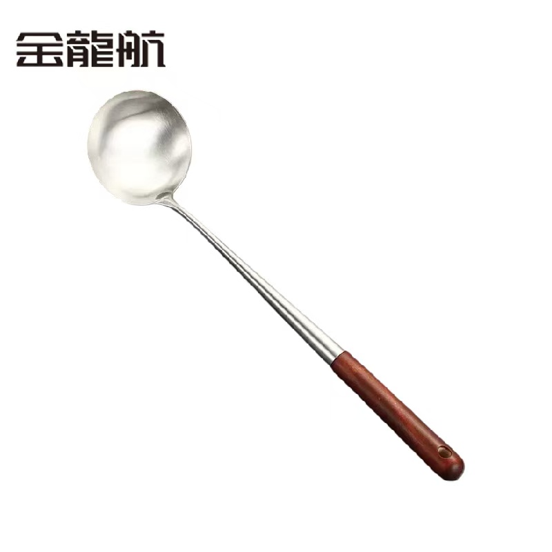 金龙航 不锈钢木柄汤勺/个 勺宽10cm