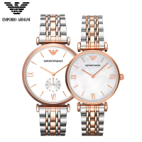 阿玛尼(EMPORIOARMANI)情侣手表 石英钢带男女情侣对表商务休闲搭配时尚腕表 质保两年AR1677+1926