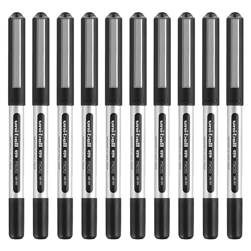 uni三菱 uni-ball EYE黑色中性笔0.5mm签字笔商务直液式水笔学生考试笔高颜值套装 UB-150 10支