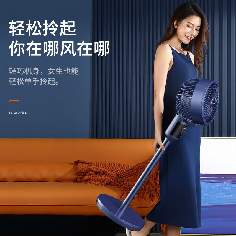 美菱(MeiLing)空气循环扇电风扇家用落地扇台扇智能遥控定时蓝色加高机械款MPF-DA2691内置香薰盒