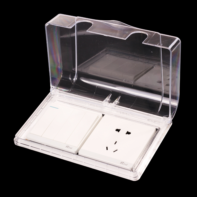 双联86型自粘式透明防水盒浴室2位插座连体粘贴防溅盒双86防水盒