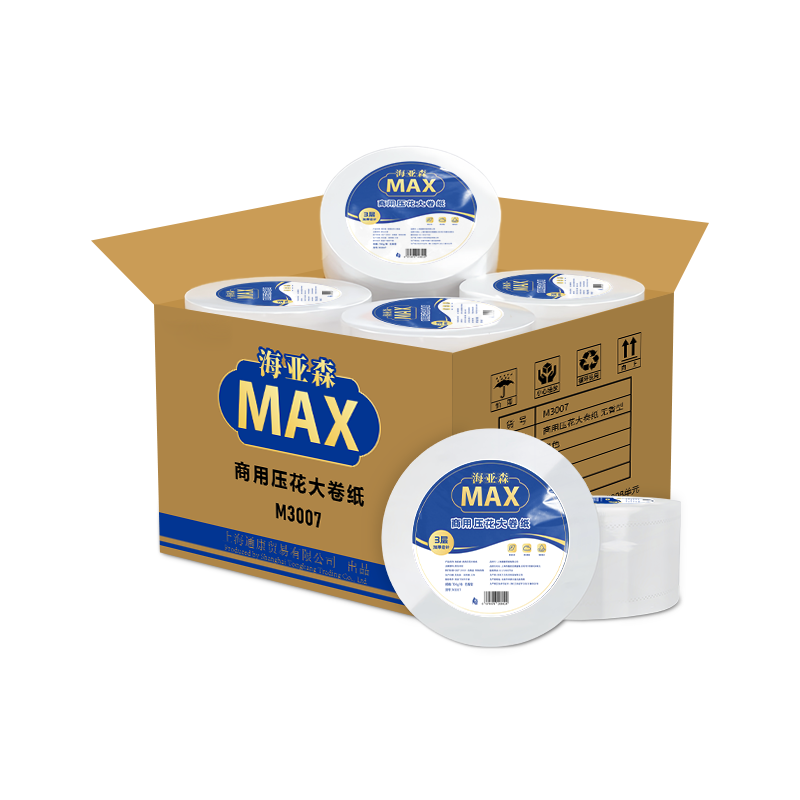 海亚森 M3007 无香型 3层 700g/卷 12卷/提 商用压花大卷纸 1.00 提/箱 (计价单位:箱)无印花