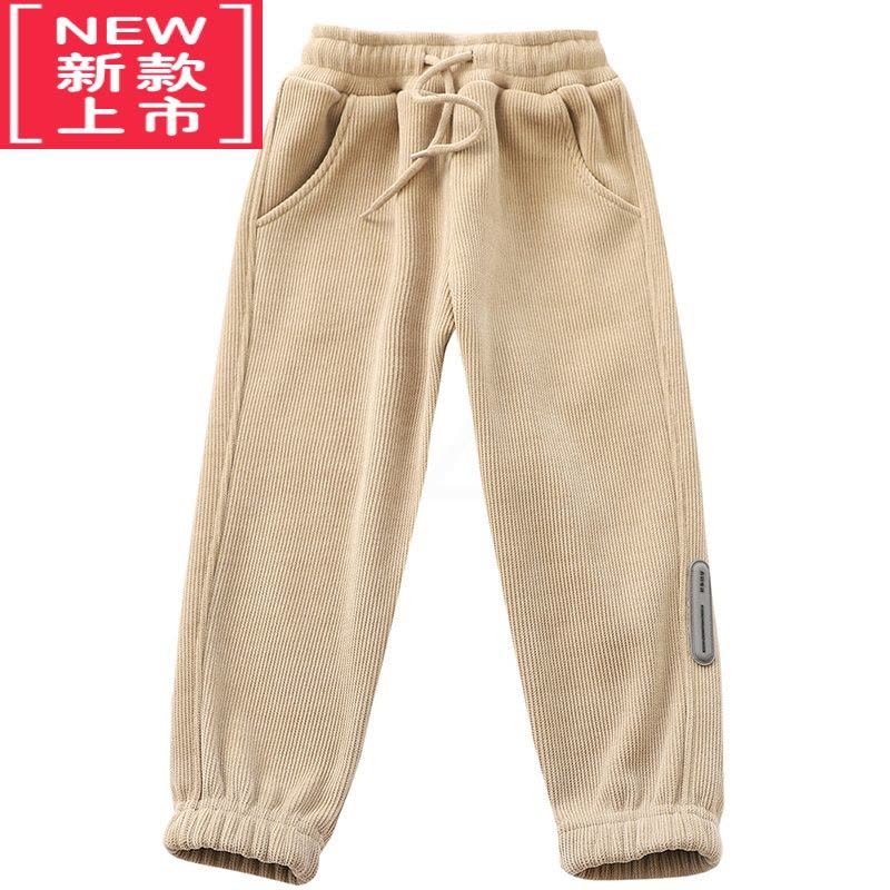 可莉允男童加绒裤子2022秋冬新款儿童加厚保暖运动裤条绒时尚休闲裤棉裤保暖裤图片