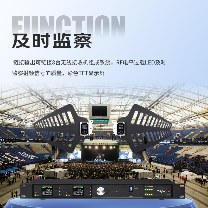 润普Runpu会议音频扩声系统麦克风信号放大器室内室外远距离增强信号专业18路天线放大器RP-GTX18Y高清大图