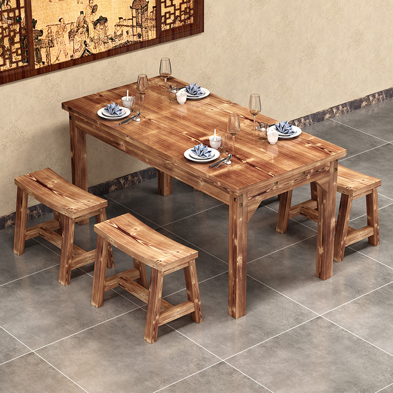 碳化快餐桌椅饭馆闪电客小吃店烧烤餐厅仿古火锅店排挡桌椅组合