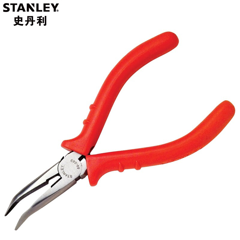 史丹利(STANLEY) 84-049-23 5英寸 红柄精密弯嘴钳 多功能尖头钳 手工尖咀钳 把