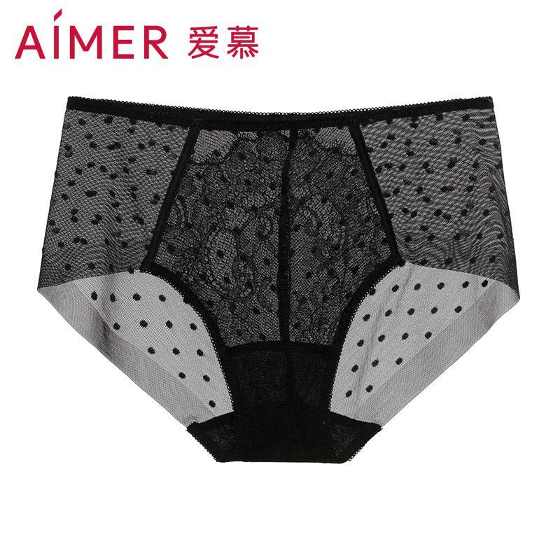 aimer爱慕悦目无边女士内裤中腰平角内裤女