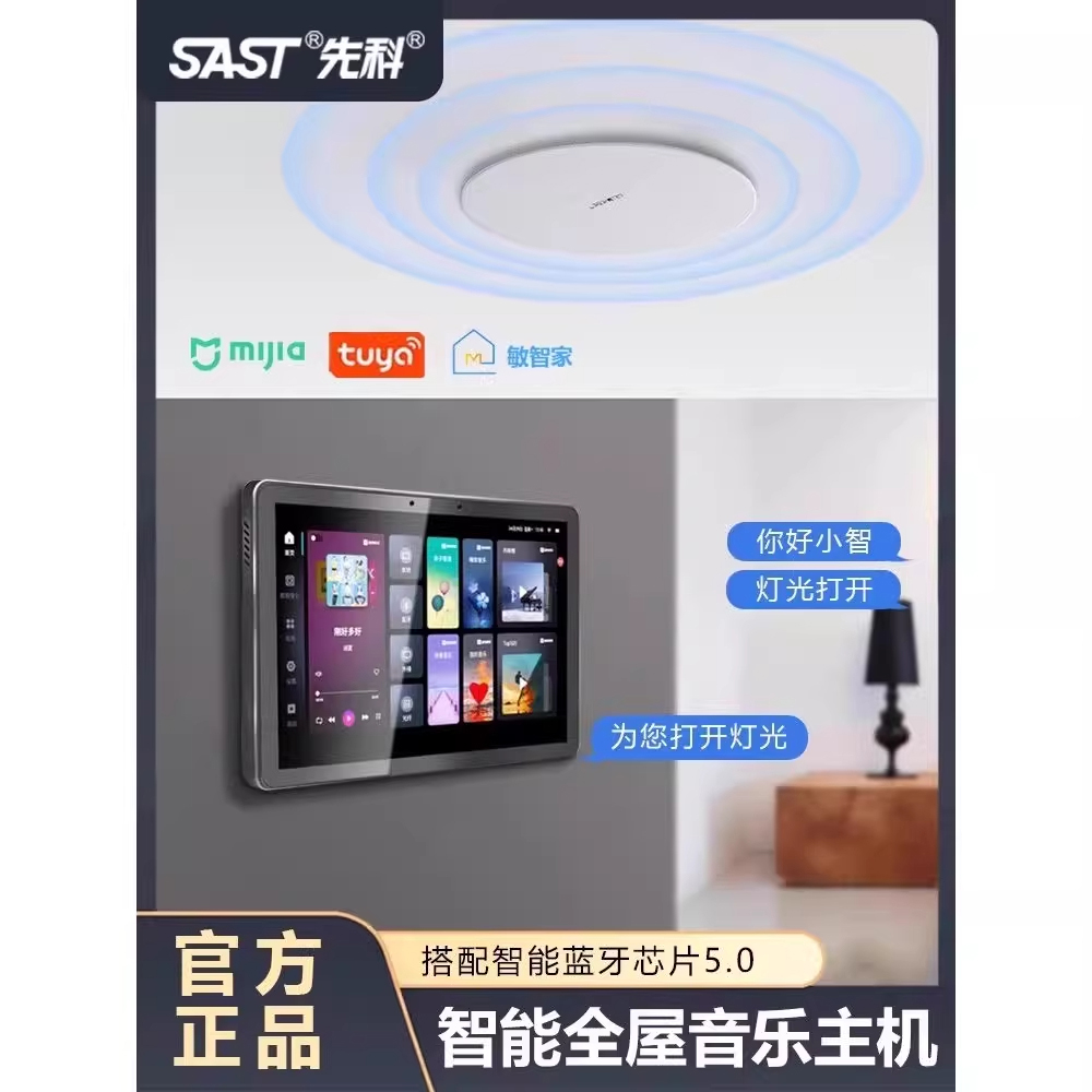 先科(SAST)智能AI家庭吸顶音响套装家用客厅无线蓝牙吊顶(内置精灵)智能语音主机+2个6.5英寸重低音同轴吸顶音响高清大图