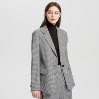 【2件1.5折价：119.9】ME&CITY女装通勤格纹直筒西服外套
