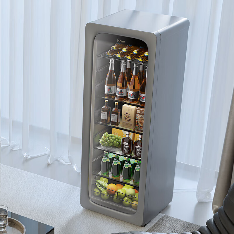 室冷藏柜分区储存小型冰箱透明玻璃门立式柜茶叶饮料蔬菜水果保鲜柜