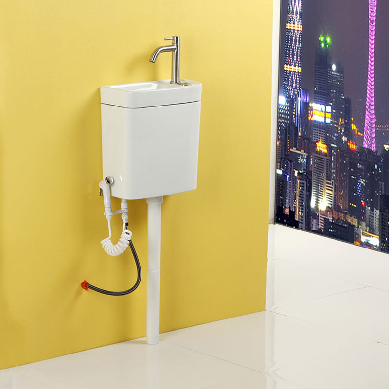 家用小户型蹲便器水箱陶瓷冲水箱带洗手一体卫生间挂墙式水箱壁挂