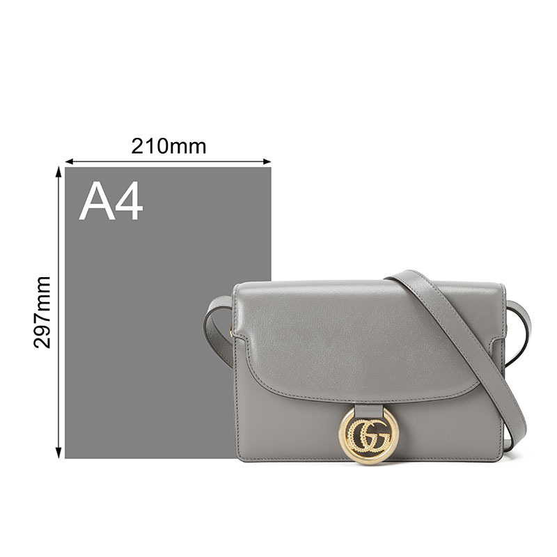 GUCCI 古驰 Outlet 斜挎包 单肩包 口盖包小号 双G饰扣光面皮589474金扣