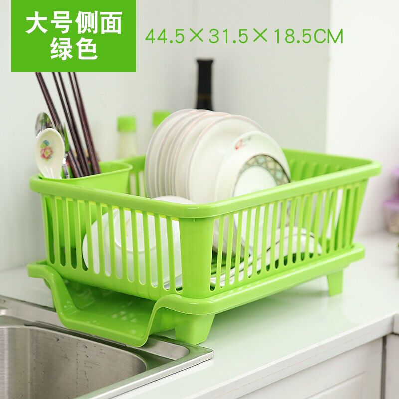 碗架中号大号碗架厨房用品沥水碗架厨房碗盘置物架碟筷子收纳架 绿色 小号正面送洗碗布