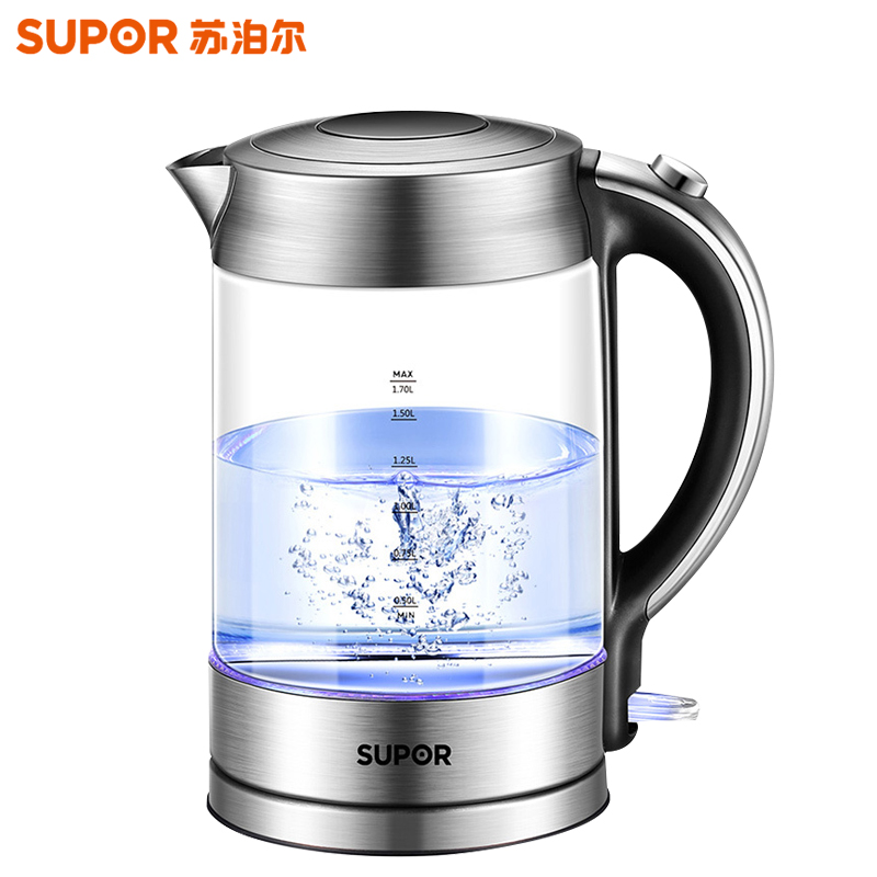 苏泊尔(SUPOR)电水壶 SW-17T88A 1.7L烧水壶 电热水壶 家用自动断电 玻璃开水壶