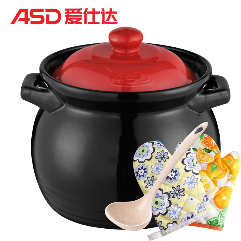 爱仕达(ASD)聚味系列陶瓷煲2.5L 家用煲汤砂锅小煲仔炖锅熬药耐热陶瓷 燃气明火专用耐高温砂煲JLF25CP