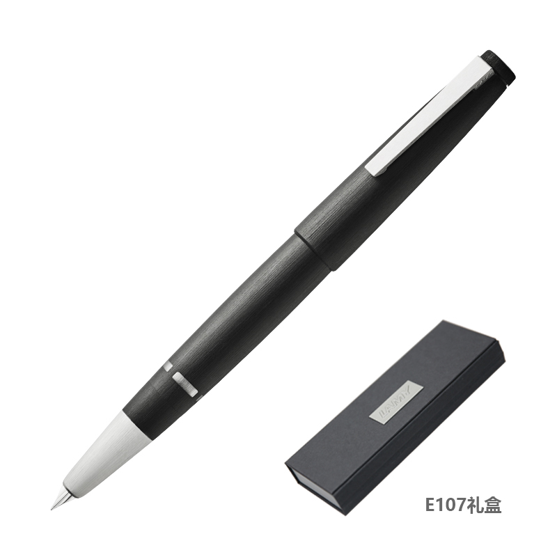 凌美(LAMY)2000系列玻璃纤维活塞吸墨磨砂黑钢笔14K金笔EF尖