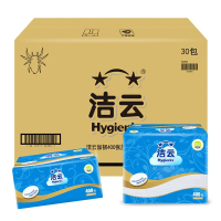 洁云 平板 柔韧压花卫生纸 400张 30包/箱