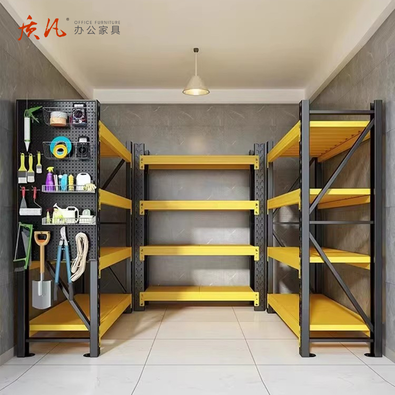 质凡货架置物架黑黄色仓储轻型货架ZF-HJ266 承重200kg 2000*400*2000高清大图