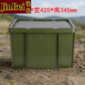 锦北塑料储物箱加厚收纳箱塑料整理箱带盖新军绿色615*425*345mm