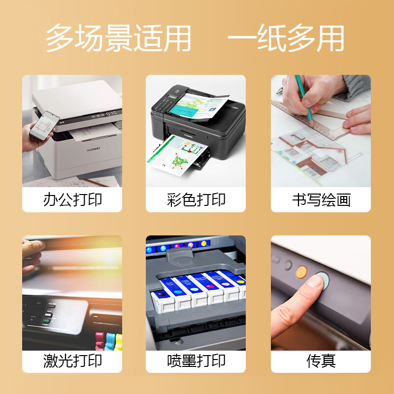 佳能复印纸80克A3学生家用画图素描计算写作文稿办公双面打印纸白纸草稿纸500张整箱一包 [A4]佳能复印纸80g[1包高清大图