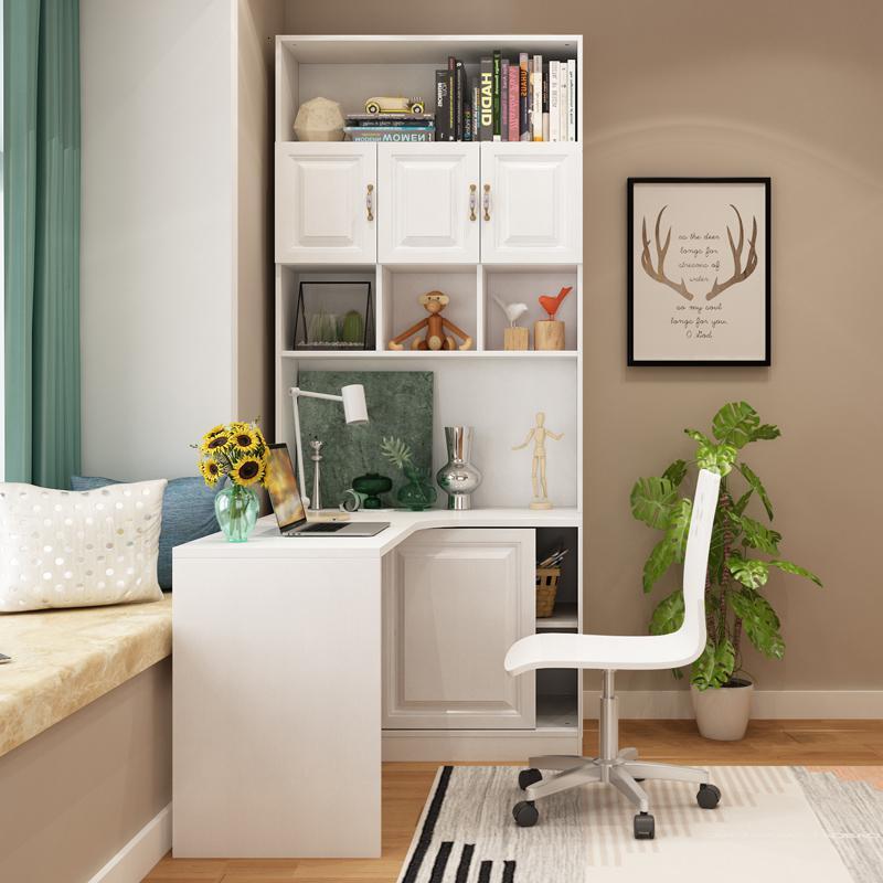转角书桌书架衣柜书柜一体桌组合家用电脑桌多功能桌子定制柜定制