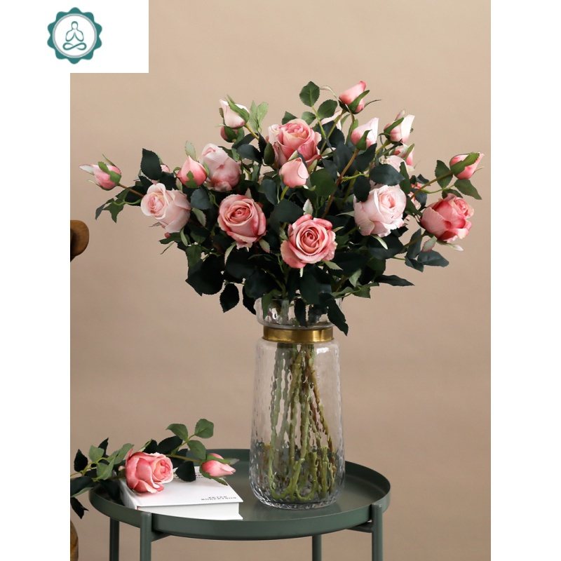玫瑰花假花仿真花客厅餐桌装饰插花花束家居摆设仿真花