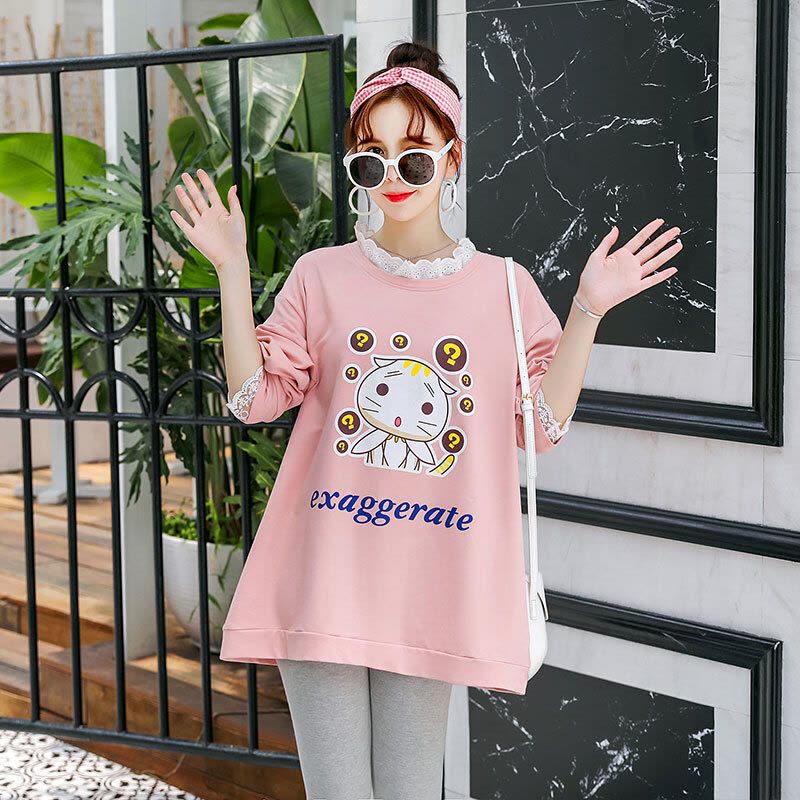 迪鲁奥(DILUAO)孕妇装秋装上衣套装时尚款新款网纱花边秋款韩版图片