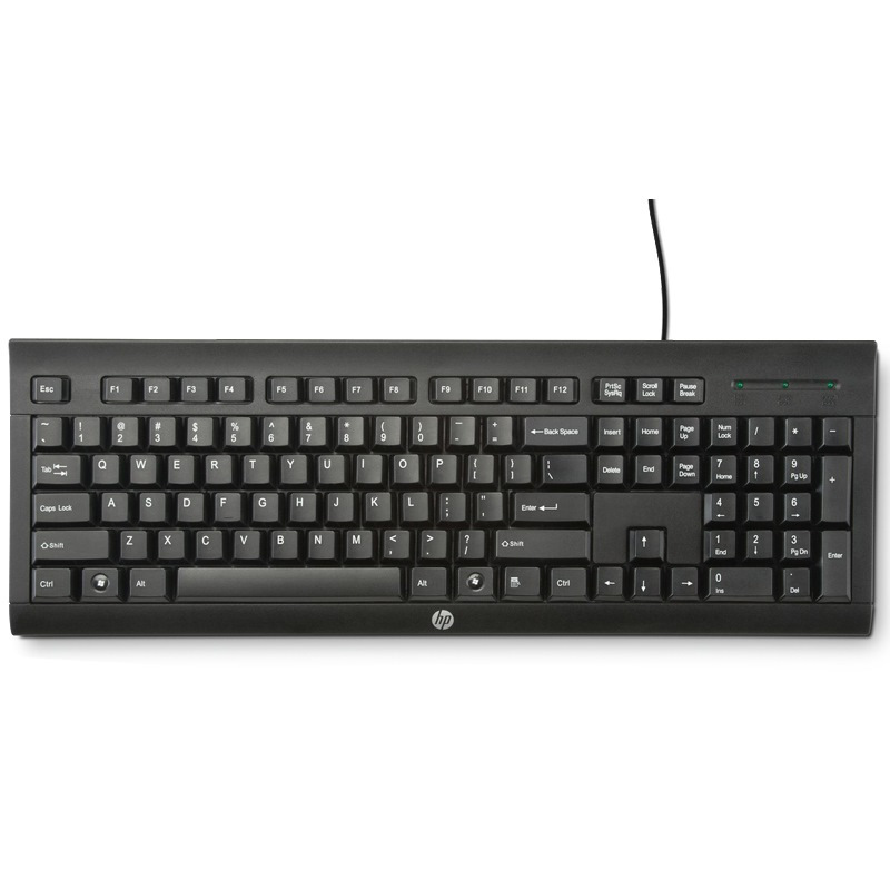 惠普(HP)K1500有线单键盘 笔记本台式机电脑办公商务键盘 黑色