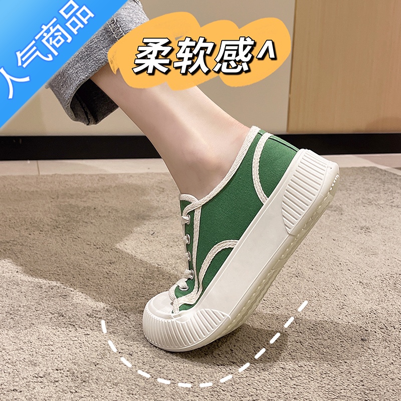 SUNTEK帆布鞋女款2023年春夏季新款百搭ulzzang厚底透气运动板鞋饼干鞋高清大图