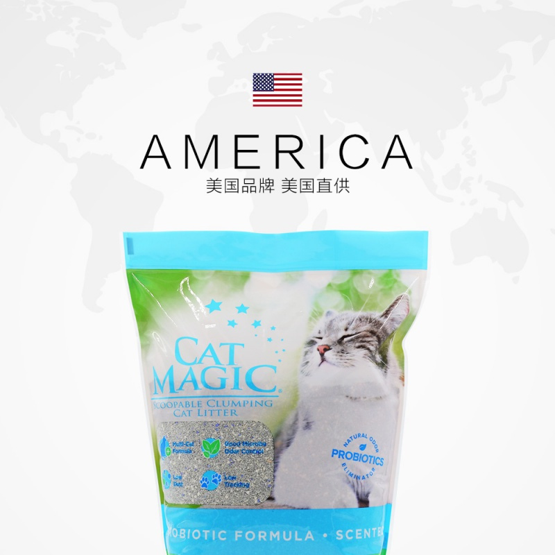 美国喵洁客进口膨润土除臭结团猫砂 土猫沙洋甘菊香型14磅12.7斤