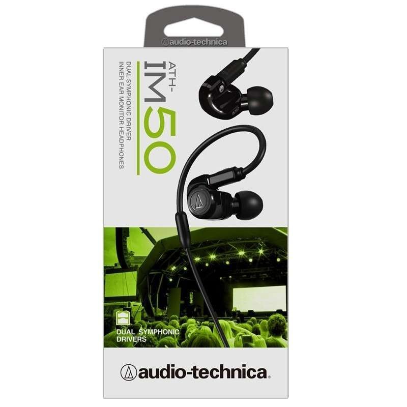 铁三角(Audio-technica) ATH-IM50 BK 双动圈入耳耳机 黑色 运动挂耳式耳机
