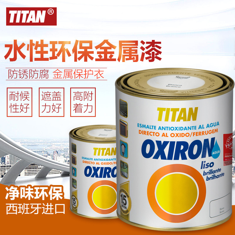 缔丹TITAN西班牙原装进口金属漆 防锈漆防盗门窗黑快干翻新水性金属涂料 白色-750ml
