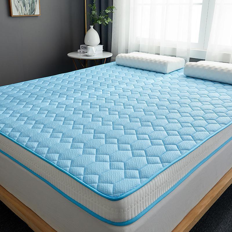 美帮汇加厚床垫春夏软垫榻榻米垫子硬垫双人海绵垫宿舍单人 【立体常规6.5cm】—天空蓝 1.8*2.0m床抗菌纤维√翠玉能量绒√
