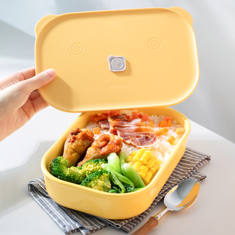 北鼎(Buydeem)陶瓷猪猪饭盒便携保鲜盒上班族学生带饭餐盒蒸锅烤箱24cm小鹅黄高清大图