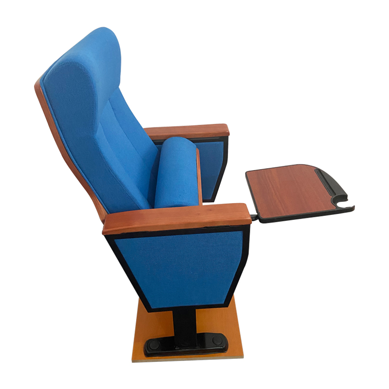 臻远ZY-LTY-71 礼堂椅剧院椅会议室椅子实木蓝色带前写字板单人位