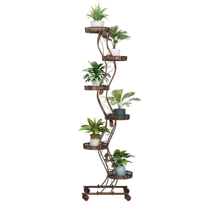 花架置物架铁艺多层带轮省空间花盆架阳台客厅落地绿萝爬藤架子高清大图