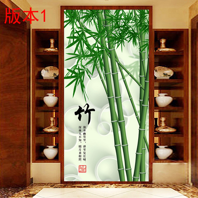 无缝绿色电视背景墙纸壁纸客厅沙卧室大型壁画墙布玄关竹子定制壹德壹