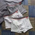 男士内裤棉内档四角裤彩棉平角裤男款透气裤衩男生大码裤头男 L码100斤内穿 【条纹款】色织三条装-9305