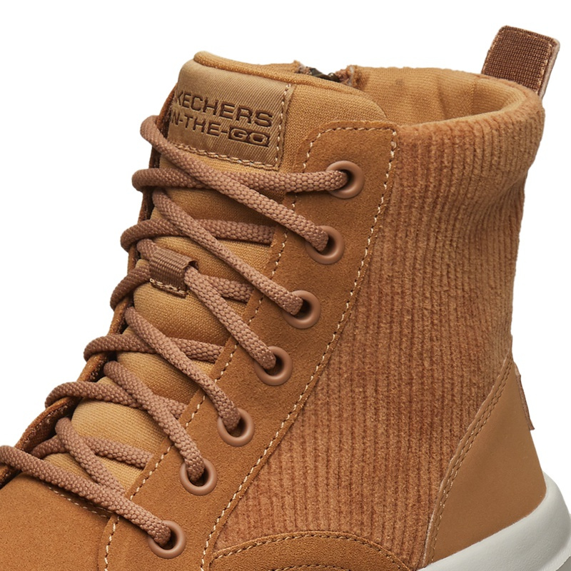 Skechers斯凯奇加绒拼接保暖中筒靴雪地靴时尚高帮马丁靴女鞋子667500