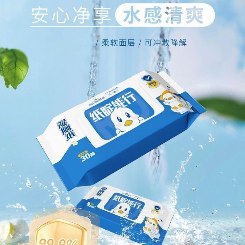 海氏海诺 30抽家用卫生巾如厕清洁卫生湿纸巾湿厕纸巾水冲可降解湿厕纸湿巾高清大图