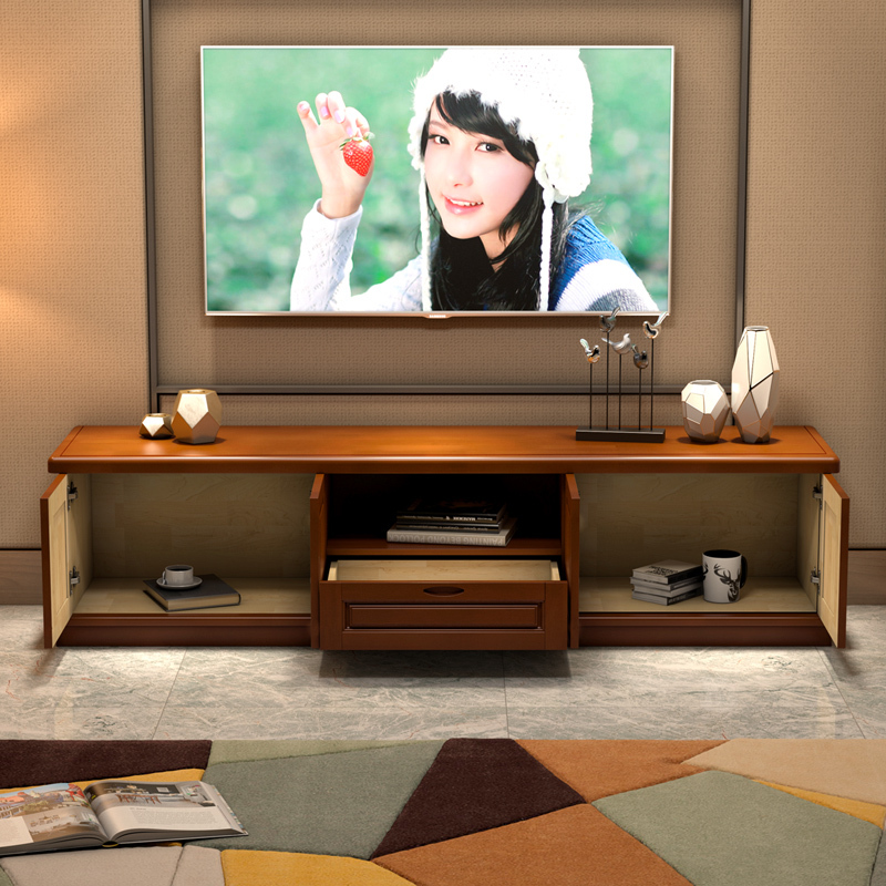 寻木匠一字板加高款地柜实木电视柜中式客厅影视柜子1218224m卧室