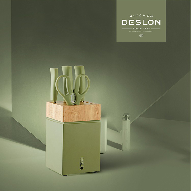 德世朗厨房刀具五件套切菜刀水果刀厨房剪厨房刀具套装组合 ZR-TZ013-5 绿色