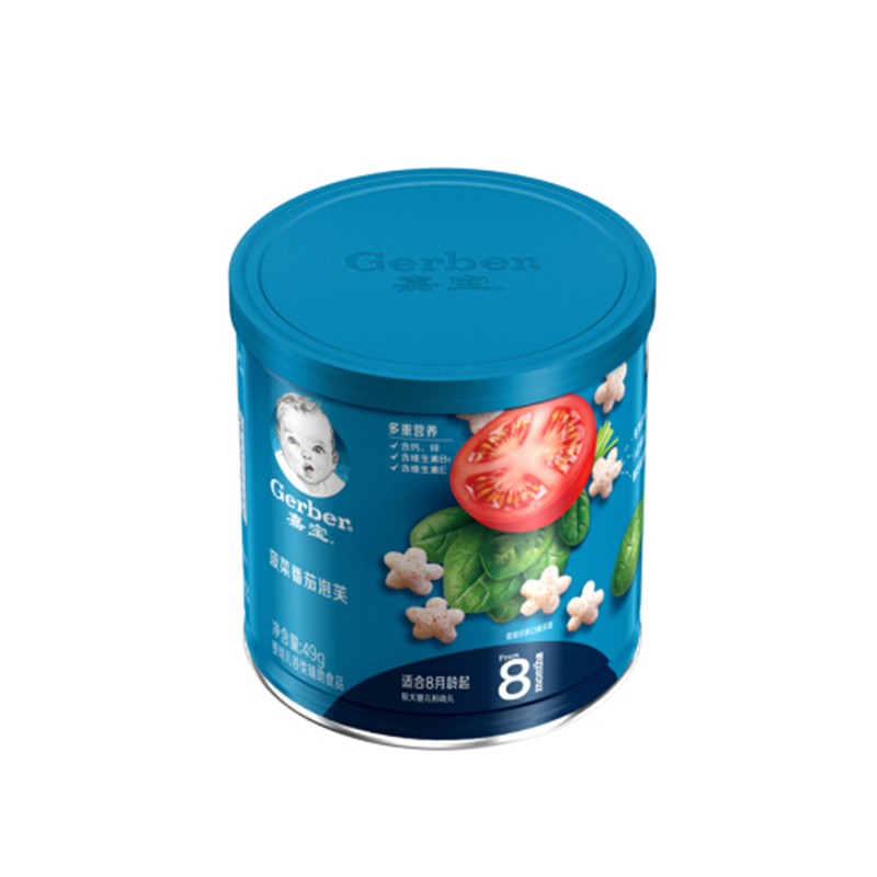 嘉宝(Gerber) 宝宝零食 婴儿辅食 婴幼儿磨牙饼干 菠菜番茄泡芙 星星米饼49g(8月龄以上)