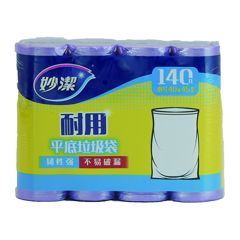 妙洁 平底垃圾袋小号4卷装140只40cm*45cm*35只/4卷
