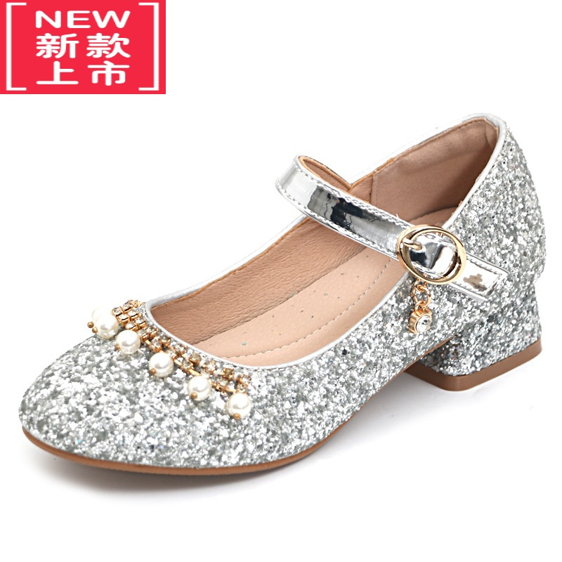 可莉允儿童高跟鞋女童公主鞋皮鞋礼服鞋演出鞋小孩水晶鞋小女孩2022新款运动休闲鞋