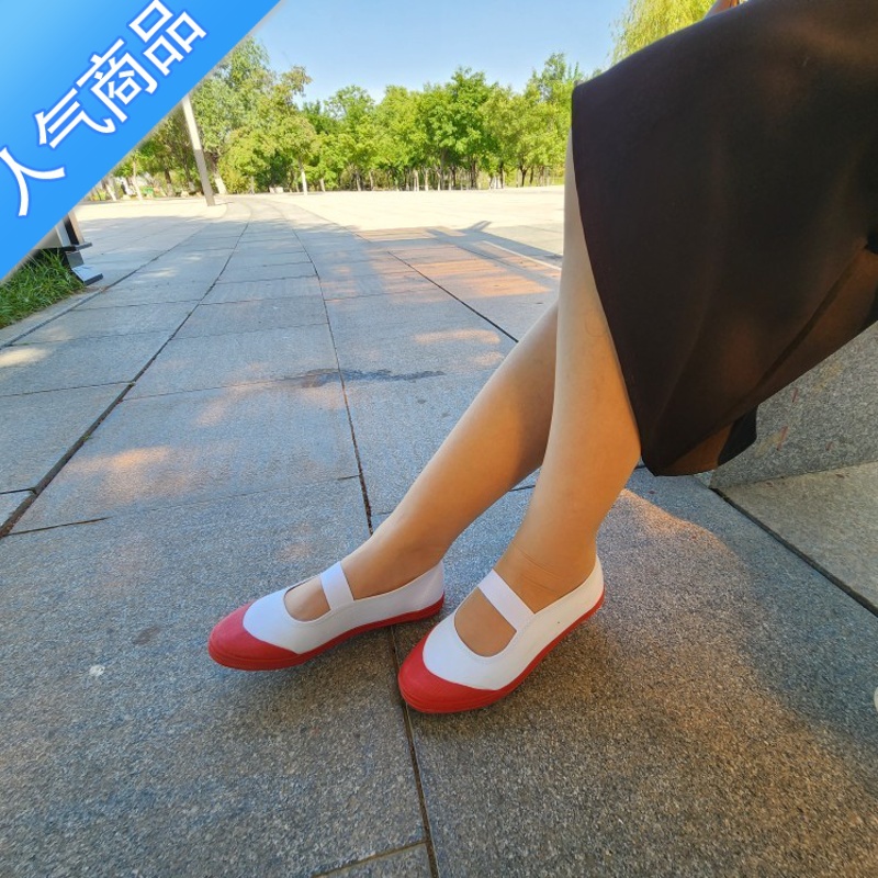 SUNTEK夏季大码女帆布鞋平底白布鞋一脚蹬成人白跳舞鞋女学生防滑小白帆高清大图